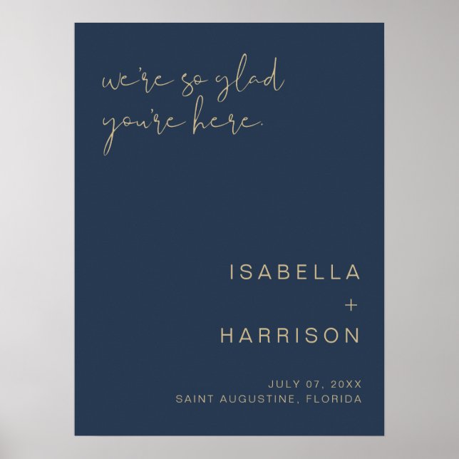 CAITLIN Navy and Gold Wedding Welcome Poster (Vorne)