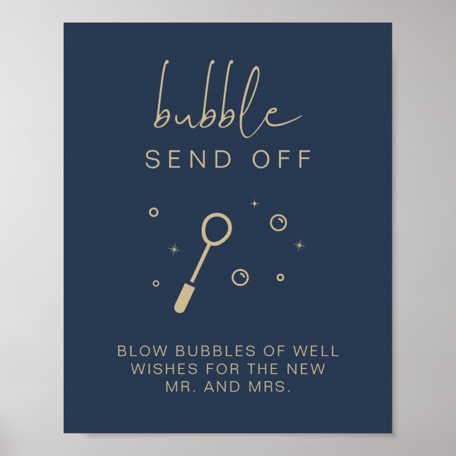 CAITLIN Navy Blue Bubble senden Hochzeitszeichen a Poster (Vorne)