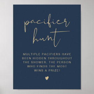 CAITLIN Navy Blue Schnuller Hunt Baby Showspiel Poster
