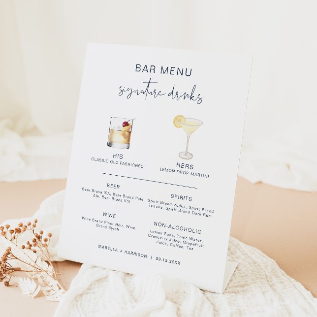 CAITLIN Navy Cocktail Signature Drink Bar Menu Sockelschild (Von Creator hochgeladen)