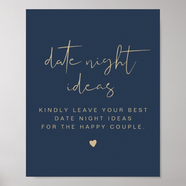 CAITLIN Navy & Gold Date Night Card Poster (Vorne)