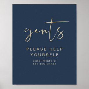 CAITLIN Navy & Gold Gents Toilettenartikel Poster