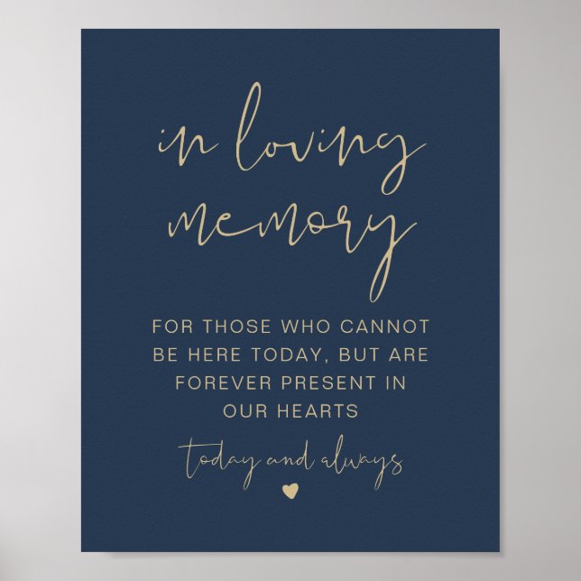 CAITLIN Navy & Gold in Love Memory Sign Poster (Vorne)