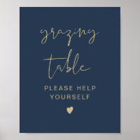 CAITLIN Navy & Gold Modern Graving Table Sign