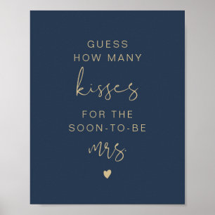 CAITLIN Navy Guess Wie viele Kisses Bridal Sign Poster