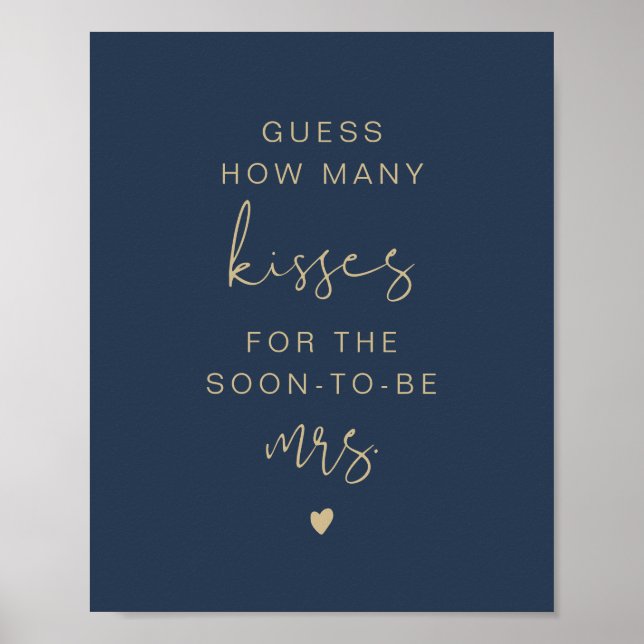 CAITLIN Navy Guess Wie viele Kisses Bridal Sign Poster (Vorne)