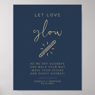 CAITLIN Navy und Gold Gelassen Liebe Glow Wedding Poster