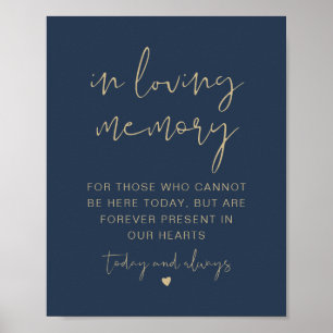 CAITLIN Navy- und Gold-In-Loving-Memory-Schild Poster