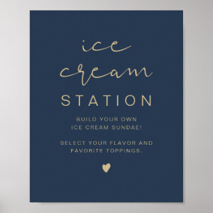 CAITLIN Navy und Gold Modern Ice Cream Station Poster