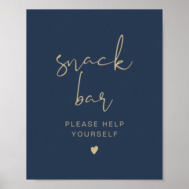 CAITLIN Navy und Gold Modern Snack Bar Poster (Vorne)