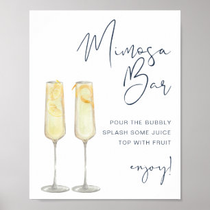 CAITLIN Navyblaue moderne Hochzeits-Mimosa-Bar-Sch Poster