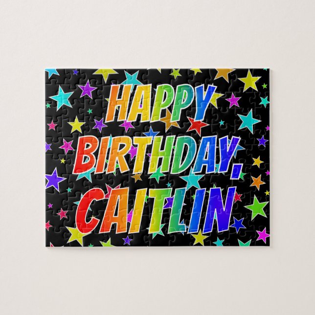 "CAITLIN" Vorname, Spaß "GLÜCKLICHER GEBURTSTAG" Puzzle (Horizontal)