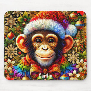 CAITLIN ~ Zany CHIMPANZEE Weihnachten Mousepad