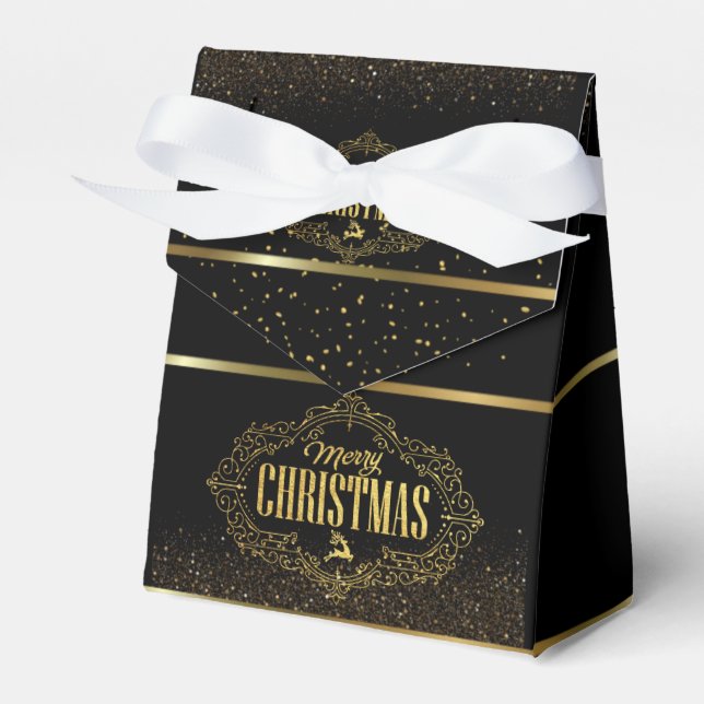 Caja de regalo con feliz navidad negro con dorado geschenkschachtel (Vorderseite)