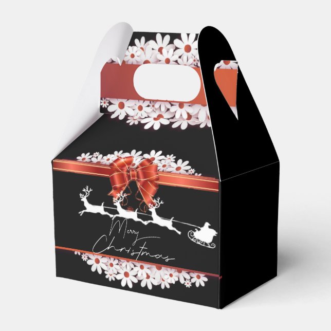 Caja de regalo para navidad con flores y papá Noel Geschenkschachtel (Rückseite)