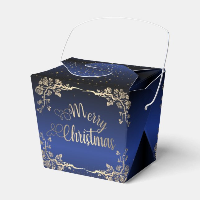 Caja de regalo para navidad con rosas  azul Royal Geschenkschachtel (Vorderseite)