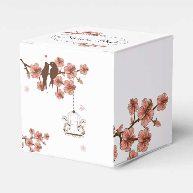 Caja para recuerdo de Bodas, Pajaritos y flores Geschenkschachtel (Vorderseite)