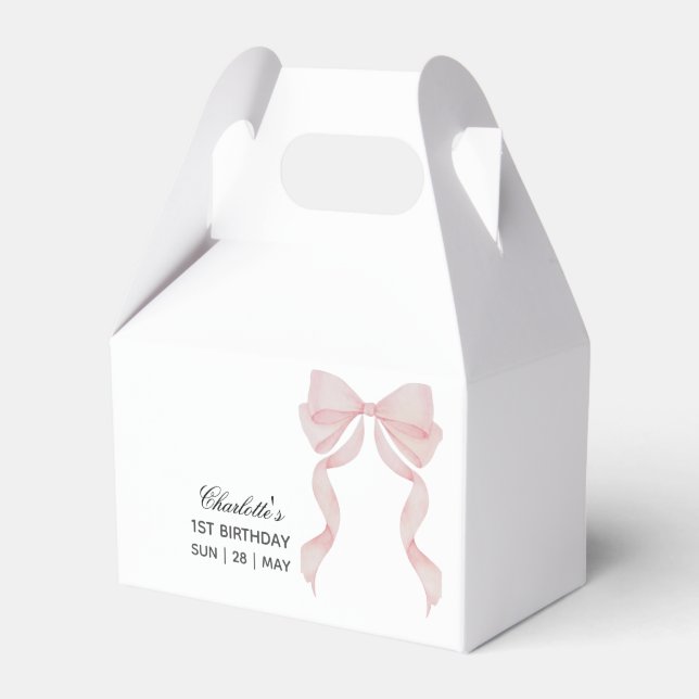 Caja para regalos pink bow 1st birthday geschenkschachtel (Vorderseite)