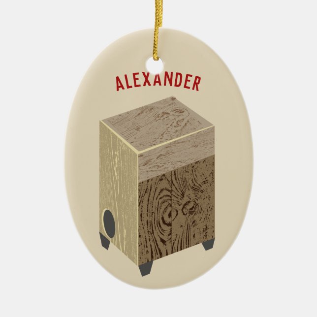 Cajon Trommel-personalisierte Weihnachtsverzierung Keramik Ornament (Vorne)