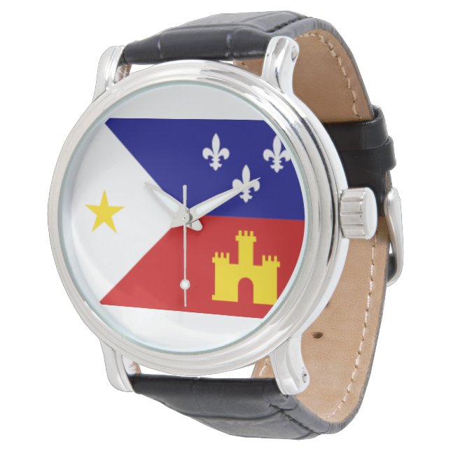 Cajun Acadiana Flag Rundblick Armbanduhr (Schrägansicht)