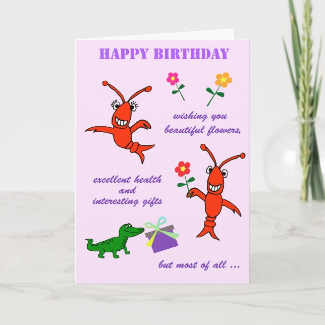 Cajun Crawfish Happy Birthday Karte (Vorderseite)
