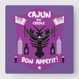Cajun & Creole Cooks Quadratische Wanduhr