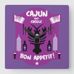 Cajun & Creole Cooks Quadratische Wanduhr
