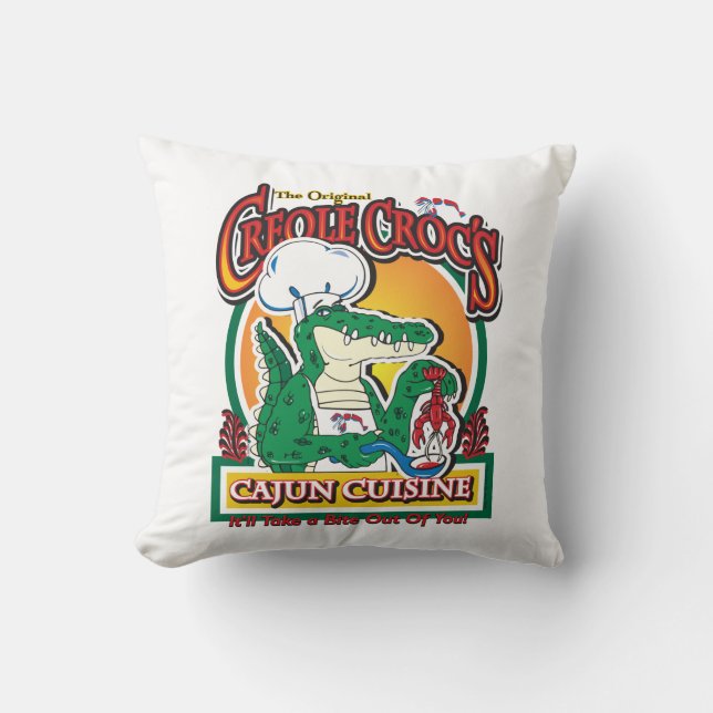 Cajun Creole Mardi Gras Crocodile Kissen (Vorderseite)
