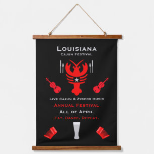 Cajun-Festival-Promotion Wandteppich Mit Holzrahmen
