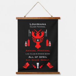 Cajun Festival Promotion Wandteppich Mit Holzrahmen