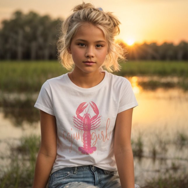 Cajun Girl Pink und Peach Crawfish South Louisiana T-Shirt (Von Creator hochgeladen)