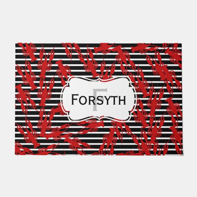 Cajun Panzerkrebse u. Stripe | Monogramm Fußmatte (Vorderseite)