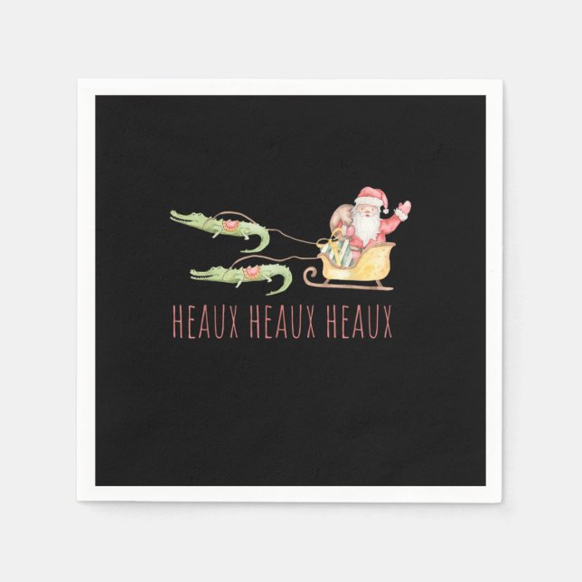 Cajun Santa Alligator Heaux Heaux Heaux Weihnachte Serviette (Vorderseite)