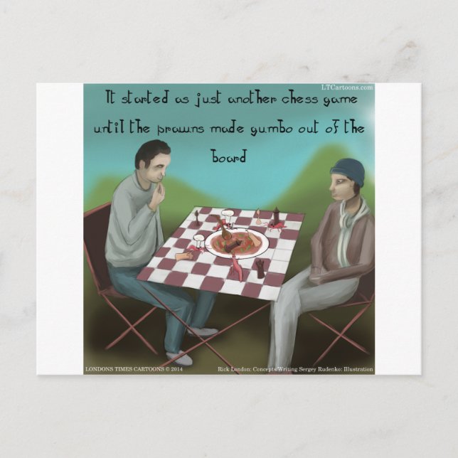Cajun Schess Funny Cartoon Postkarte (Vorderseite)