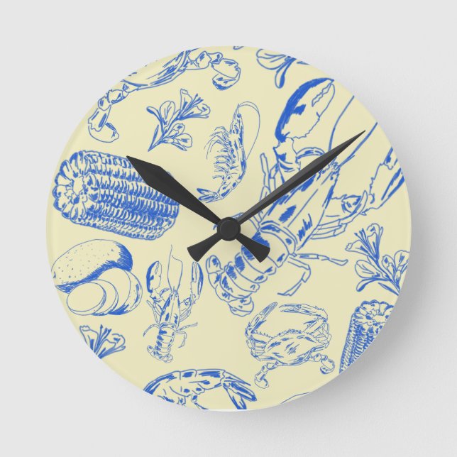 Cajun Seafood Boil - Southern Coastal Food Clock Runde Wanduhr (Vorderseite)