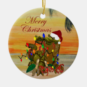 Cajun-Weihnachten am Bayou Feiertagsuntersetzer. Keramik Ornament