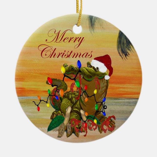 Cajun Weihnachten auf dem bayou Holiday Untersetze Keramik Ornament (Vorne)