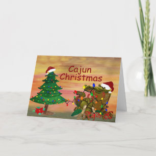 Cajun-Weihnachten Santa-Gator im Bayou-Urlaub Karte