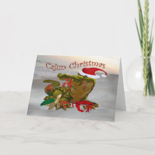 Cajun-Weihnachts-Santa-Gator-Grußkarten Feiertagskarte