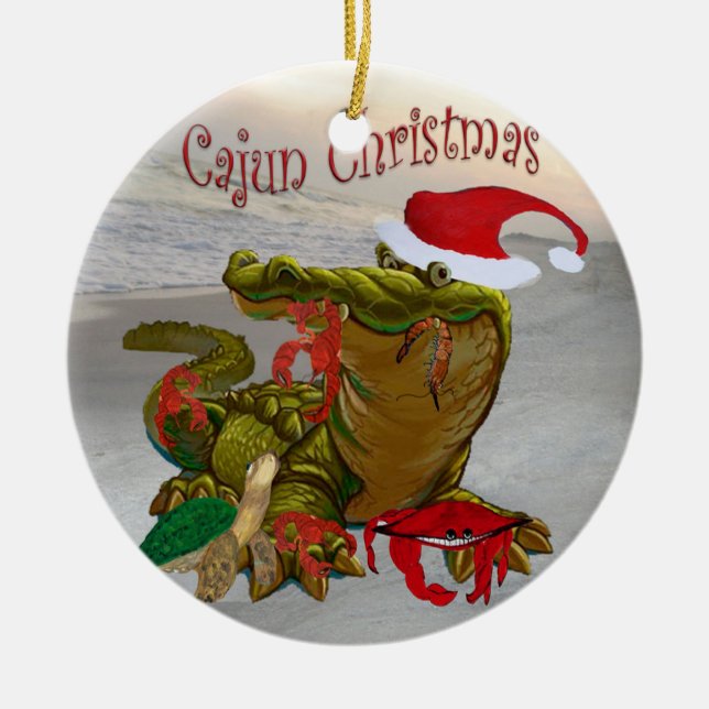 Cajun Weihnachtsbäumschmuck Keramikornament (Vorne)
