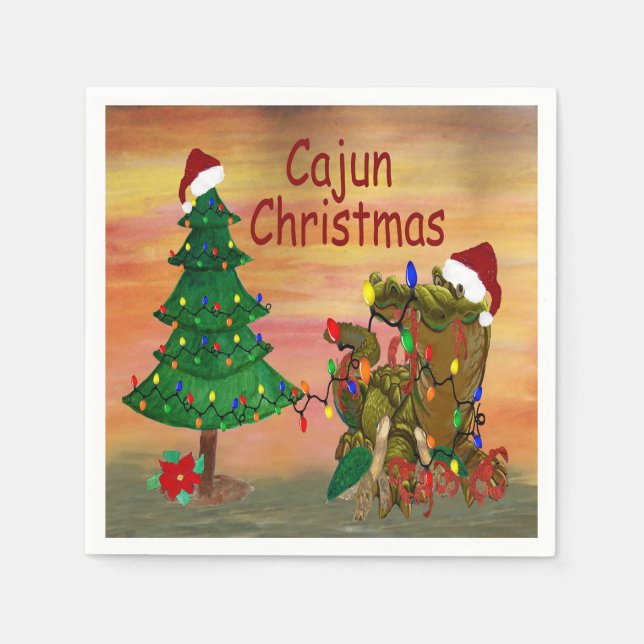 Cajun-Weihnachtsfeier Serviette (Vorderseite)