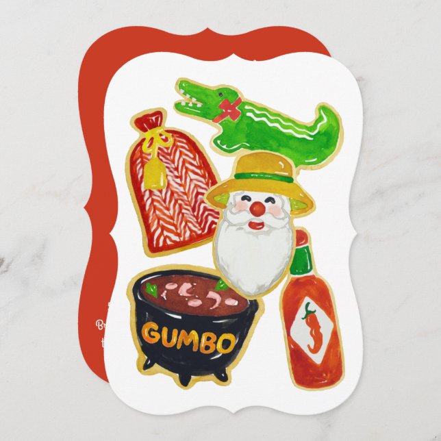 Cajun Weihnachtskekse Einladungen (Vorne/Hinten)