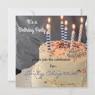 Cake and Candles Modern Birthday Einladung