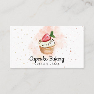 Cake Baker Konditorei Wasserfarbe Erdbeere Cupcake Visitenkarte