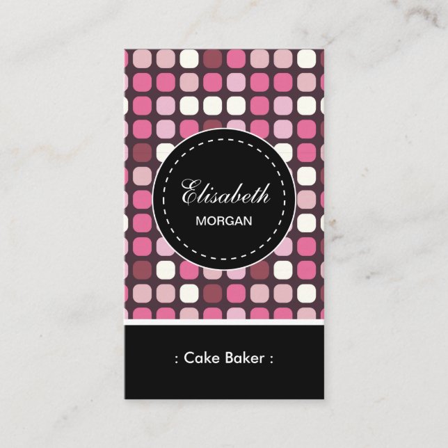Cake-Baker-Pink-Polka-Muster Visitenkarte (Vorderseite)