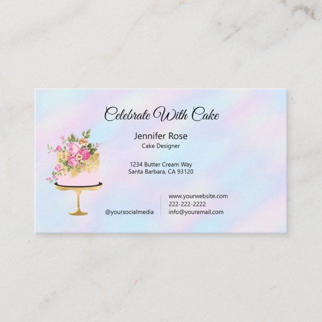 Cake Bakery Business Cards | Pastell Abstrakt Visitenkarte (Vorderseite)
