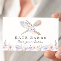 Cake Baking Koch Floral Watercolor Business Card