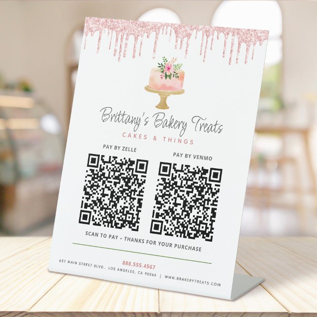 Cake Blush Pink 2 QR Code Bezahlung Hier Bäckerei  Sockelschild (Von Creator hochgeladen)