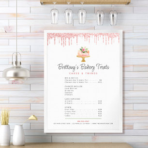 Cake Blush Pink Glitzer Tropfen Menü Preisliste Ch Poster