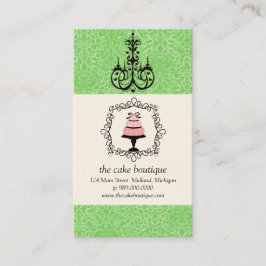 Cake Boutique Extravagant Green Damask Visitenkart Visitenkarte